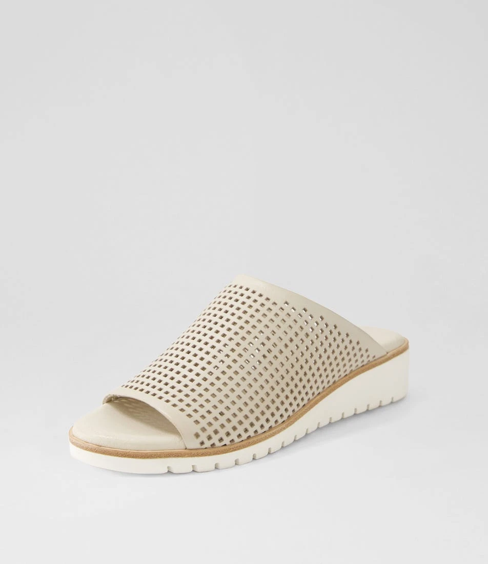 Gloriah Almond White Leather Slides 4 Gloriah Almond White Leather Slides - Image 2