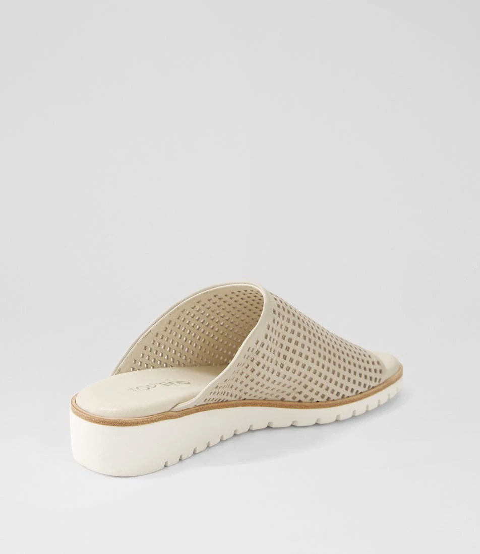 Gloriah Almond White Leather Slides 5 Gloriah Almond White Leather Slides - Image 3