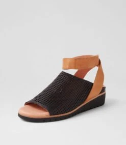 Greelys Black Dark Tan Leather Sandals -Lynx Shoes Shop TO13373BHCLE 3