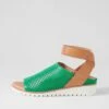 Greelys Bright Emerald Dark Tan Leather Sandals -Lynx Shoes Shop TO13373H9RLE 2