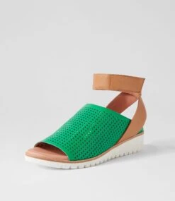 Greelys Bright Emerald Dark Tan Leather Sandals -Lynx Shoes Shop TO13373H9RLE 3