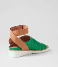 Greelys Bright Emerald Dark Tan Leather Sandals -Lynx Shoes Shop TO13373H9RLE 4