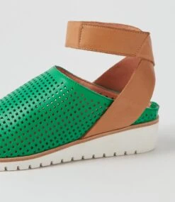 Greelys Bright Emerald Dark Tan Leather Sandals -Lynx Shoes Shop TO13373H9RLE 6