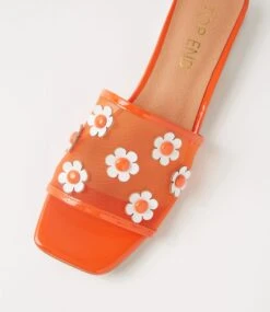 Klasse Orange White Patent Multi Slides -Lynx Shoes Shop TO13383OALH7 5