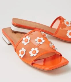 Klasse Orange White Patent Multi Slides -Lynx Shoes Shop TO13383OALH7 6