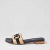 Kuzil Navy Natural Synthetic Raffia Leather Slides 1 Kuzil Navy Natural Synthetic Raffia Leather Slides -Lynx Shoes Shop TO13389DWS3N 2