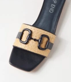 Kuzil Navy Natural Synthetic Raffia Leather Slides 10 Kuzil Navy Natural Synthetic Raffia Leather Slides -Lynx Shoes Shop TO13389DWS3N 5