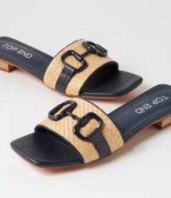 Kuzil Navy Natural Synthetic Raffia Leather Slides 11 Kuzil Navy Natural Synthetic Raffia Leather Slides -Lynx Shoes Shop TO13389DWS3N 6