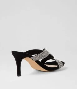 Narleta Black Silver Suede Jewels Mules -Lynx Shoes Shop TO13404BCIZB 4
