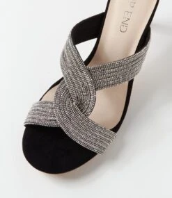 Narleta Black Silver Suede Jewels Mules -Lynx Shoes Shop TO13404BCIZB 5