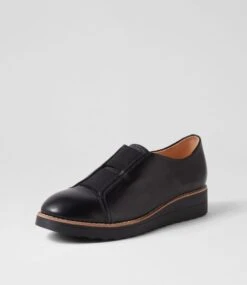 Obblie Black Leather Elastic Flat Shoes -Lynx Shoes Shop TO13409B7563 3