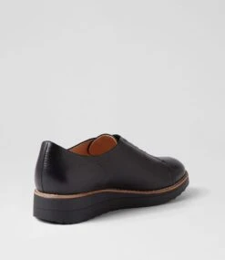 Obblie Black Leather Elastic Flat Shoes -Lynx Shoes Shop TO13409B7563 4