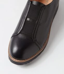 Obblie Black Leather Elastic Flat Shoes -Lynx Shoes Shop TO13409B7563 5