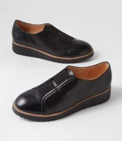 Obblie Black Leather Elastic Flat Shoes -Lynx Shoes Shop TO13409B7563 6
