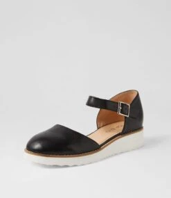 Olvero Black White Leather Flat Shoes -Lynx Shoes Shop TO13412BDCLE 3