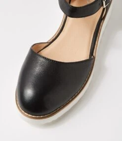 Olvero Black White Leather Flat Shoes -Lynx Shoes Shop TO13412BDCLE 5