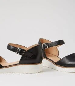 Olvero Black White Leather Flat Shoes -Lynx Shoes Shop TO13412BDCLE 6