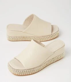 Oagle Milk Gold Leather Sandals -Lynx Shoes Shop TO13413XDSLE 6