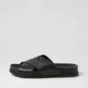 Tally Black Leather Slides -Lynx Shoes Shop TO13437BLALE 2