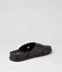 Tally Black Leather Slides -Lynx Shoes Shop TO13437BLALE 4