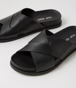 Tally Black Leather Slides -Lynx Shoes Shop TO13437BLALE 6