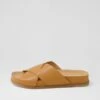 Tally Dark Tan Leather Slides -Lynx Shoes Shop TO13437TAOLE 2