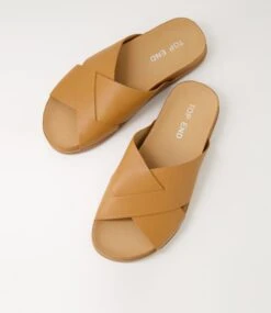 Tally Dark Tan Leather Slides -Lynx Shoes Shop TO13437TAOLE 6