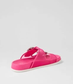 Toastey Hot Pink Leather Mesh Slides -Lynx Shoes Shop TO13442PBU73 4