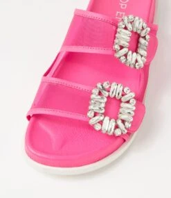 Toastey Hot Pink Leather Mesh Slides -Lynx Shoes Shop TO13442PBU73 5