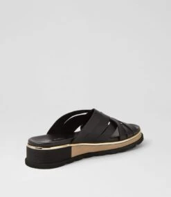Ulysza Black Leather Slides -Lynx Shoes Shop TO13446BLALE 4