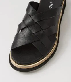 Ulysza Black Leather Slides -Lynx Shoes Shop TO13446BLALE 5