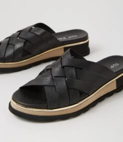 Ulysza Black Leather Slides -Lynx Shoes Shop TO13446BLALE 6