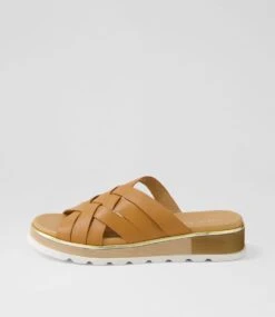 Ulysza Dark Tan Leather Slides