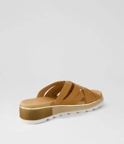 Ulysza Dark Tan Leather Slides -Lynx Shoes Shop TO13446TAOLE 4