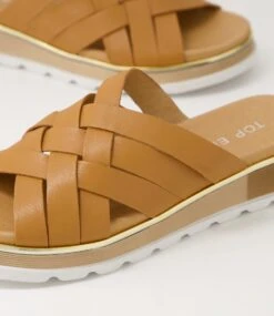 Ulysza Dark Tan Leather Slides -Lynx Shoes Shop TO13446TAOLE 6