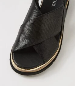 Ulrika Black Lizard Leather Sandals 10 Ulrika Black Lizard Leather Sandals -Lynx Shoes Shop TO13449BLA95 5