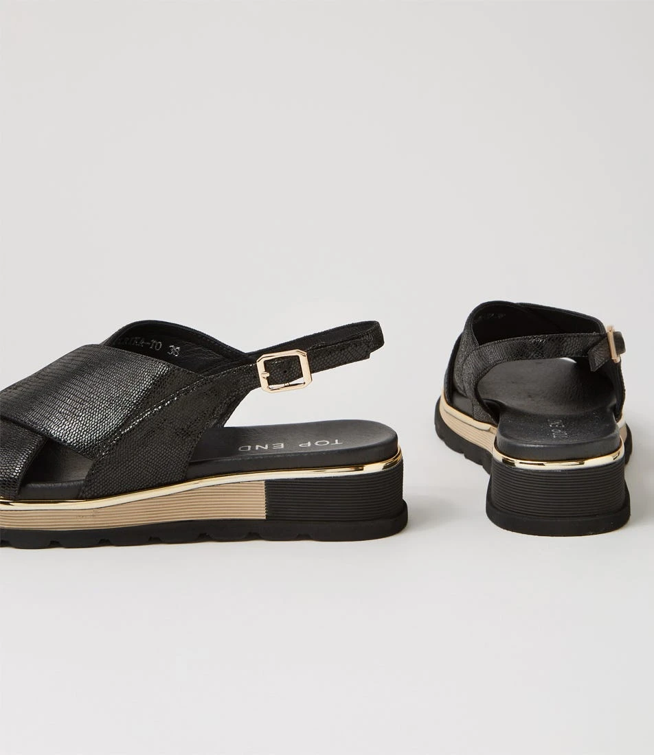 Ulrika Black Lizard Leather Sandals 7 Ulrika Black Lizard Leather Sandals - Image 5