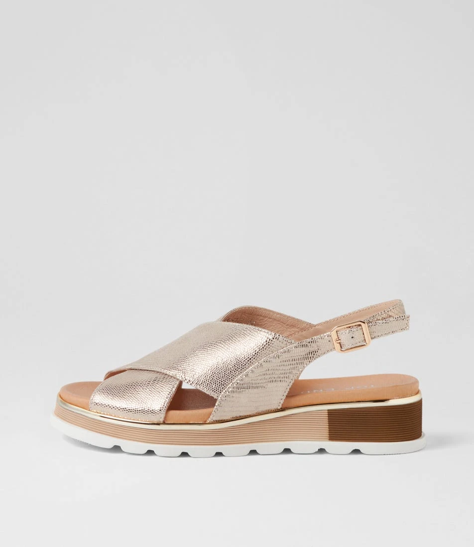 Ulrika Champagne Lizard Leather Sandals 3 Ulrika Champagne Lizard Leather Sandals