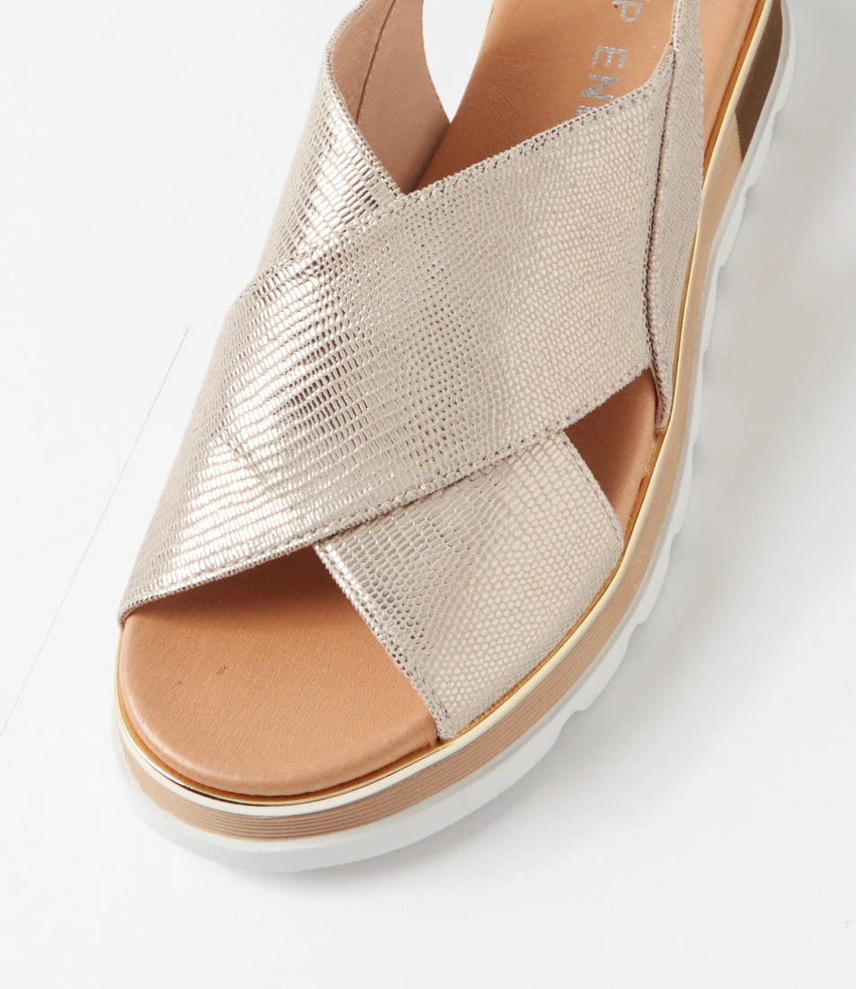 Ulrika Champagne Lizard Leather Sandals 6 Ulrika Champagne Lizard Leather Sandals - Image 4