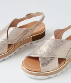 Ulrika Champagne Lizard Leather Sandals 11 Ulrika Champagne Lizard Leather Sandals -Lynx Shoes Shop TO13449N7495 6