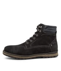 Thatcher Black Lace Up Boots