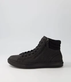 Kelly Black Nubuck Pu Lace Up Boots